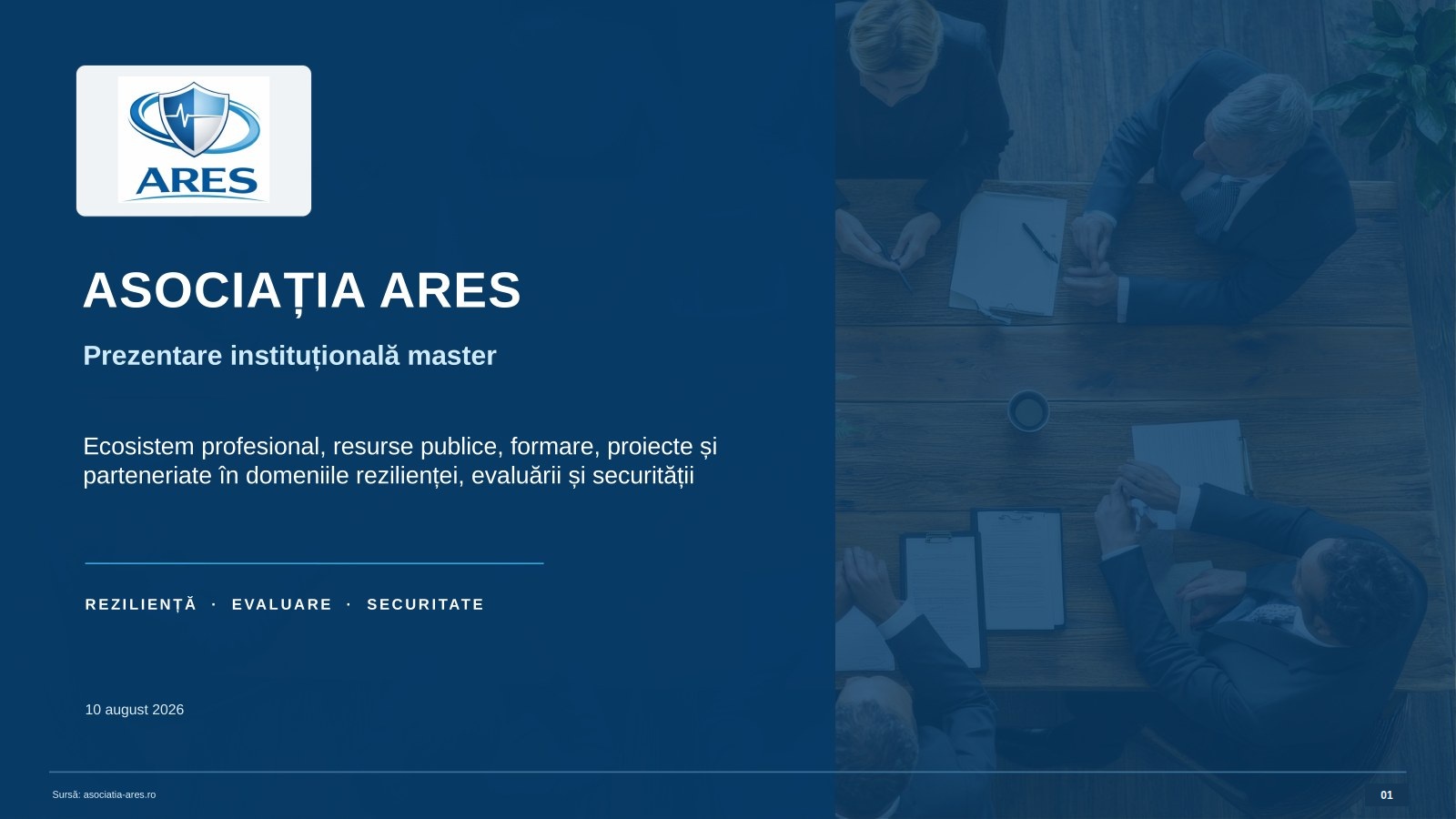 Slide 1: Asociația ARES. Prezentare instituțională master